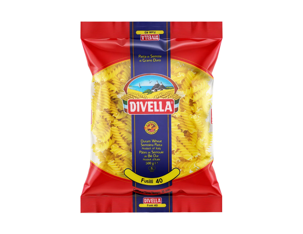 MACARRÃO FUSILLI Nº 40 GRANO DURO DIVELLA 500 G (CX 24 UN)